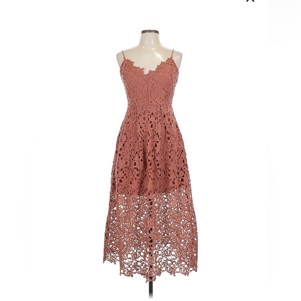 Astr Strapless Lace Dress in Rust